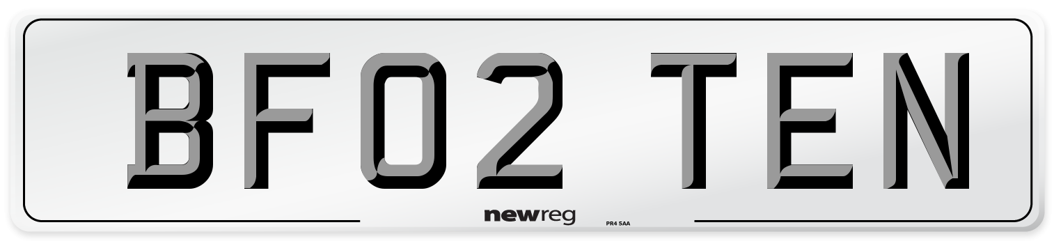 BF02 TEN Number Plate from New Reg